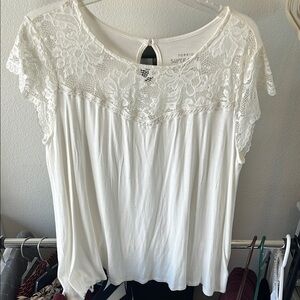 Torrid White Cap Sleeve Lace Blouse with Peter Pan Collar
